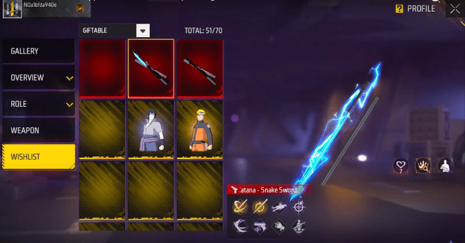 detail skin event Free Fire Naruto Shippuden